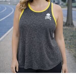 Soul Cycle Gray & Yellow Athletic  Tank Medium